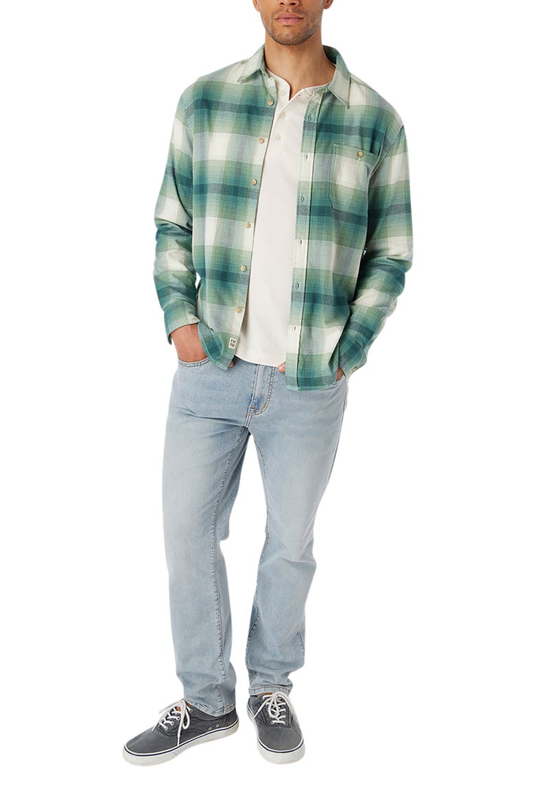 Plaid Lightweight Flannel Button-Up Shirt, Alternate, color, GREEN HILLS PLAID