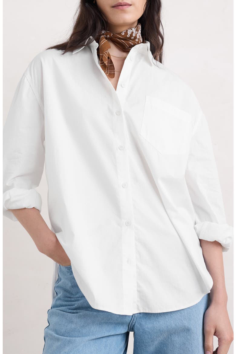 Sea Path Oversize Organic Cotton Poplin Button-Up Shirt, Main, color, SALT
