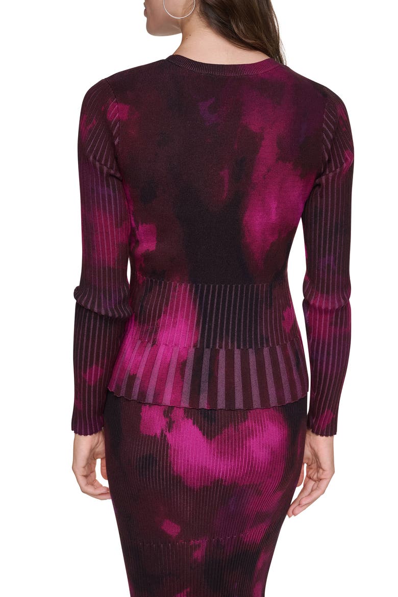 L/S PRINTED MIX RIB SWEATER, Alternate, color, RASPBRRY H