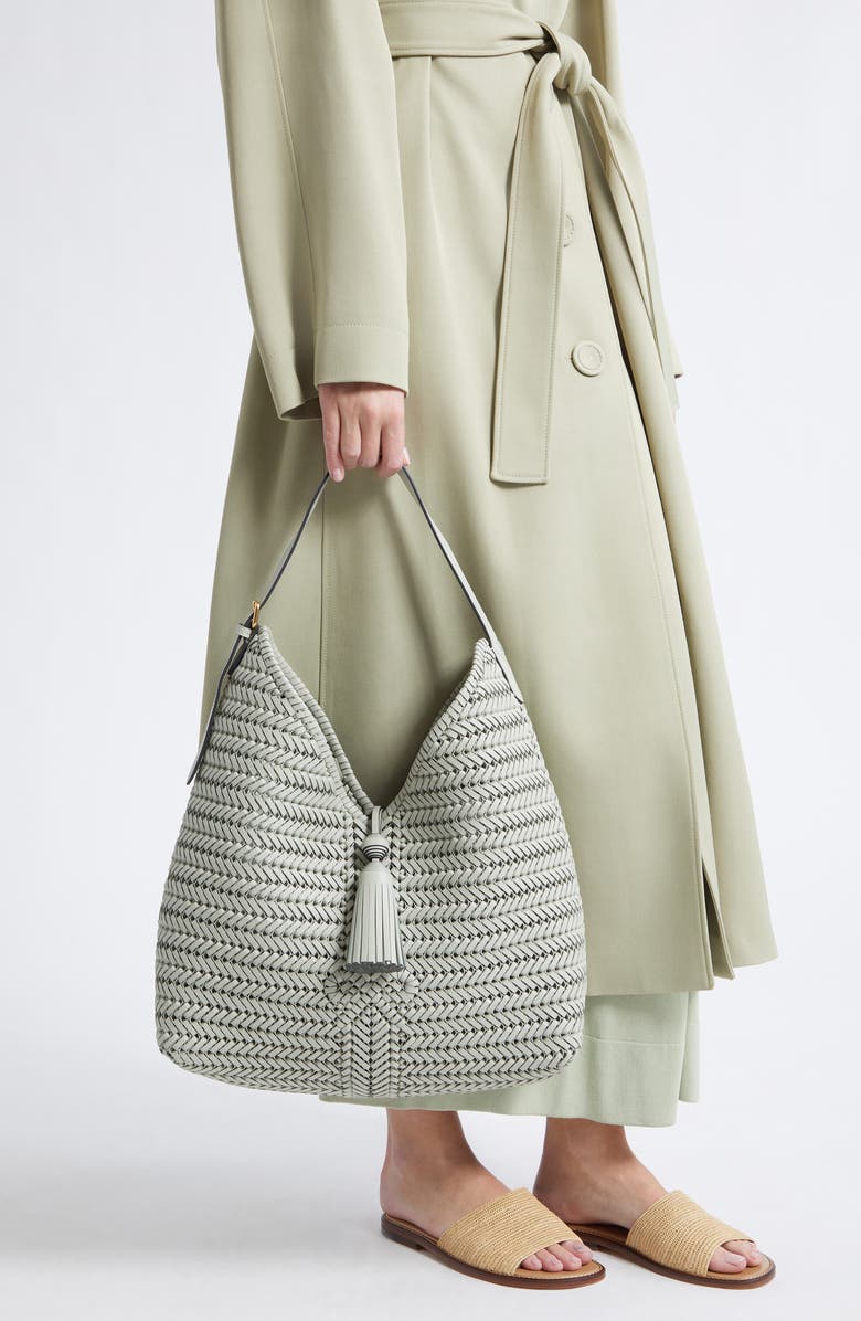 Anya Hindmarch Neeson Tassel Leather Hobo Bag, Alternate, color, Iceberg