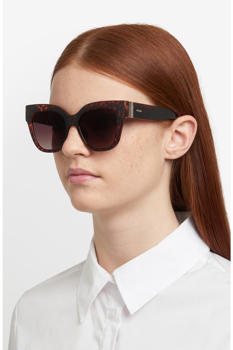 51mm Gradient Cat Eye Sunglasses, Alternate, color, HAVANA/ BROWN SF