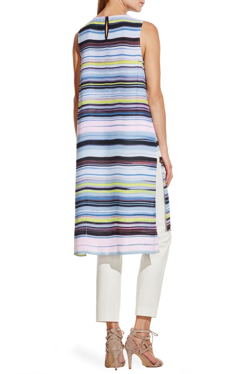 Vince Camuto Long High/Low Stripe Tunic, Alternate, color, 
