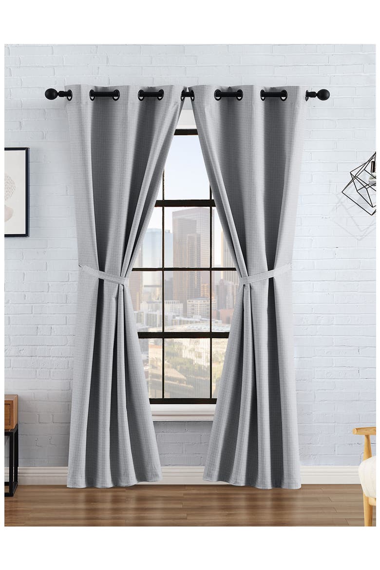 Finley Textured Blackout Set of 2 Curtain Panels, Alternate, color, LIGHT GREY