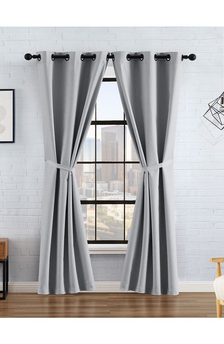 Lucky Brand Finley Textured Blackout Set of 2 Curtain Panels, Alternate, color, Light Grey