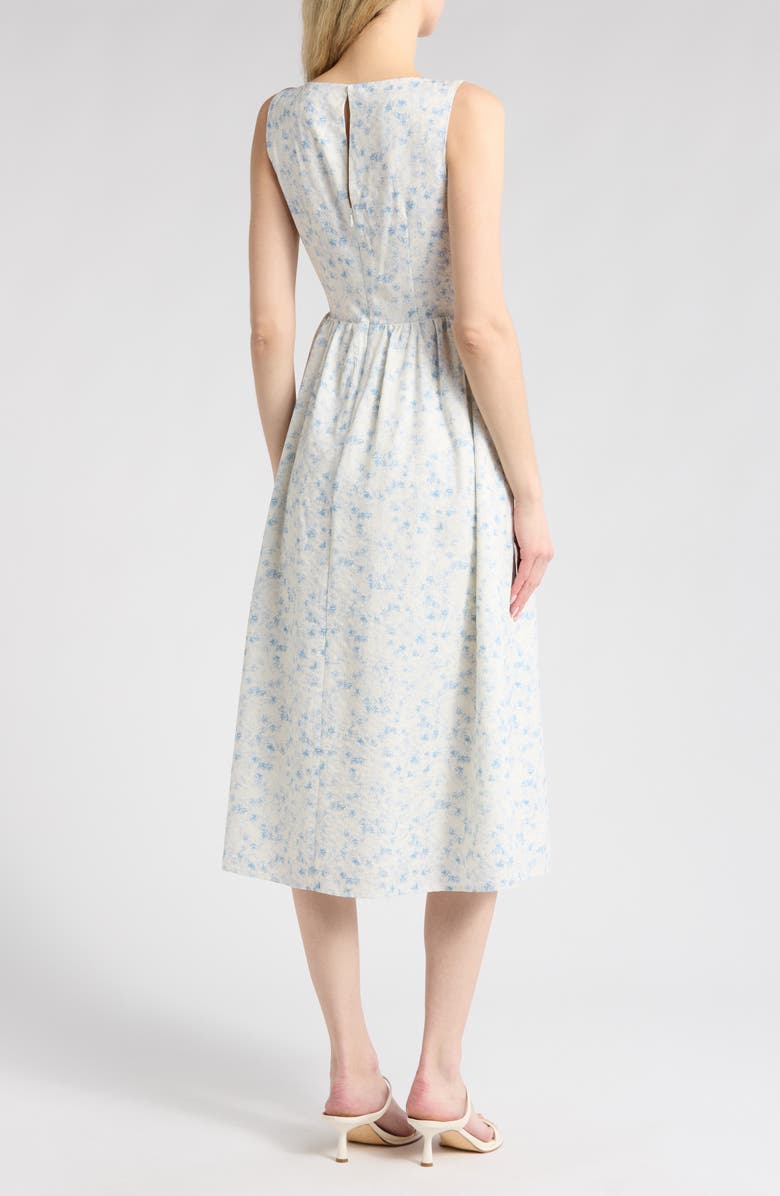 Lush Floral Lace Trim Midi Dress, Alternate, color, 