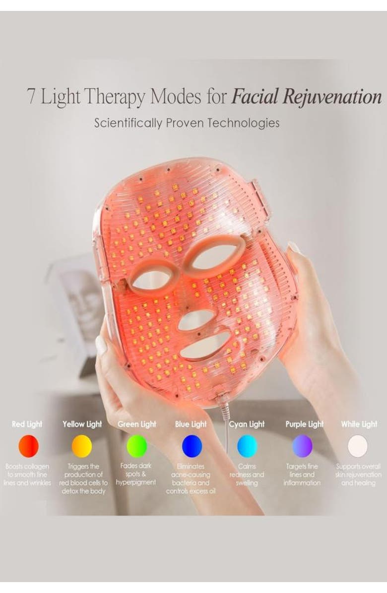 Lovery LED Face Mask - 7-Color Light Therapy, Alternate, color, White
