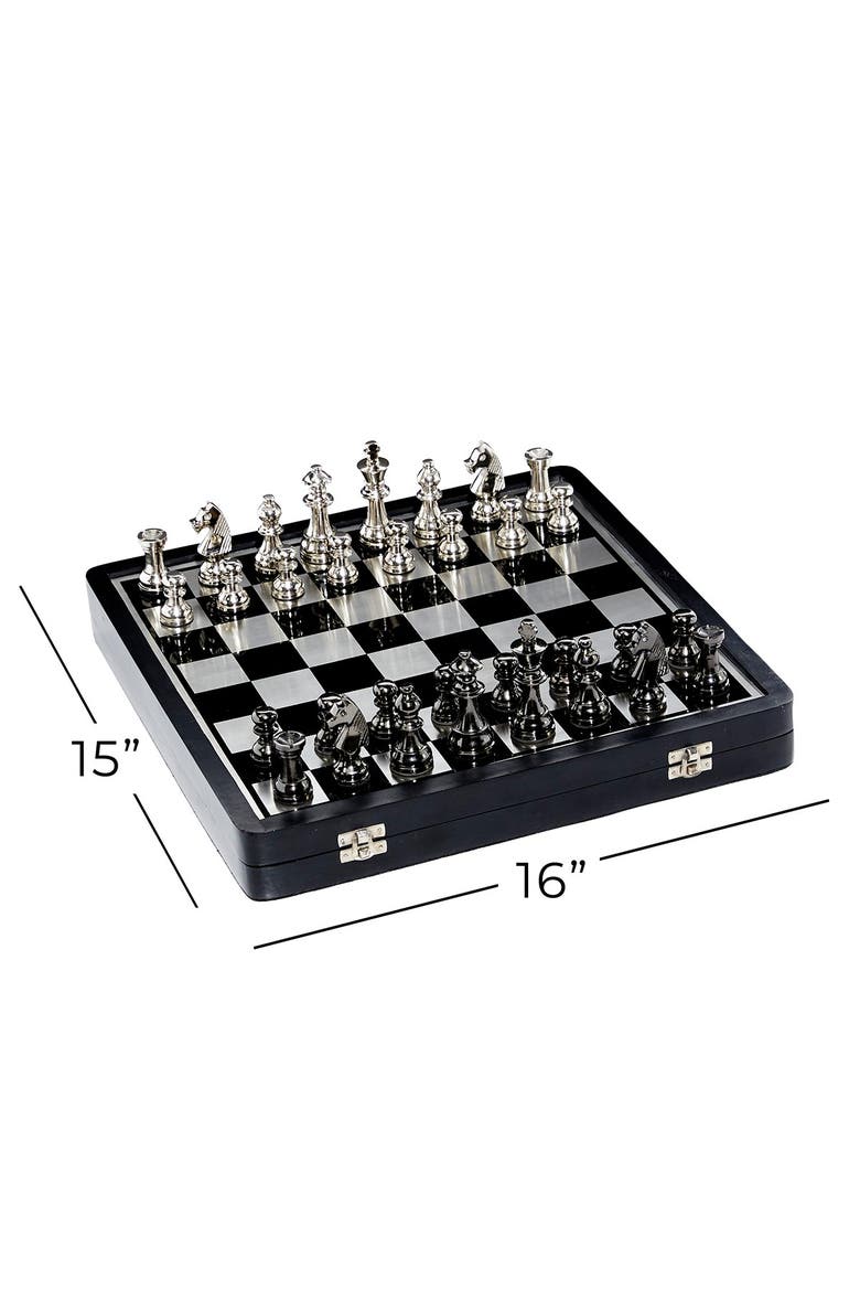 Black Aluminum Traditional Chess Game Set, Alternate, color, BLACK