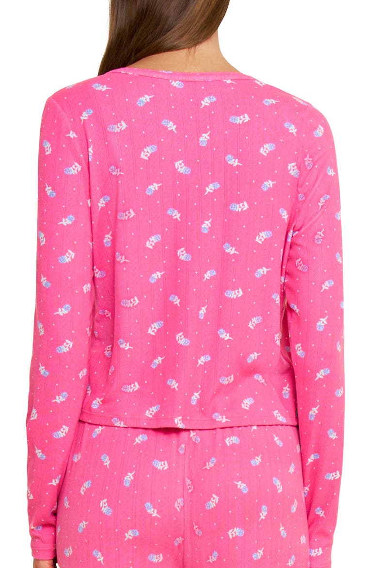 Blissful Pointelle Cardigan, Alternate, color, FUCHSIA WILD ROSE