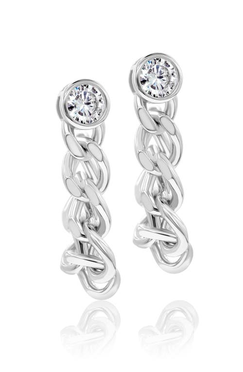 SHYMI SHYMI CUBIC ZIRCONIA CUBAN CHAIN FRONT/BACK EARRINGS