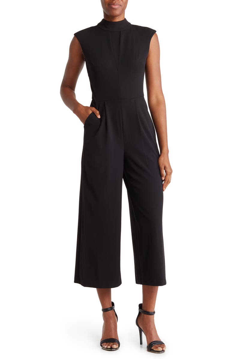 Calvin Klein Mock Neck Tie Back Jumpsuit, Main, color, 