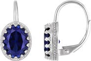 FZN Sterling Silver Oval Gemstone Drop Earrings