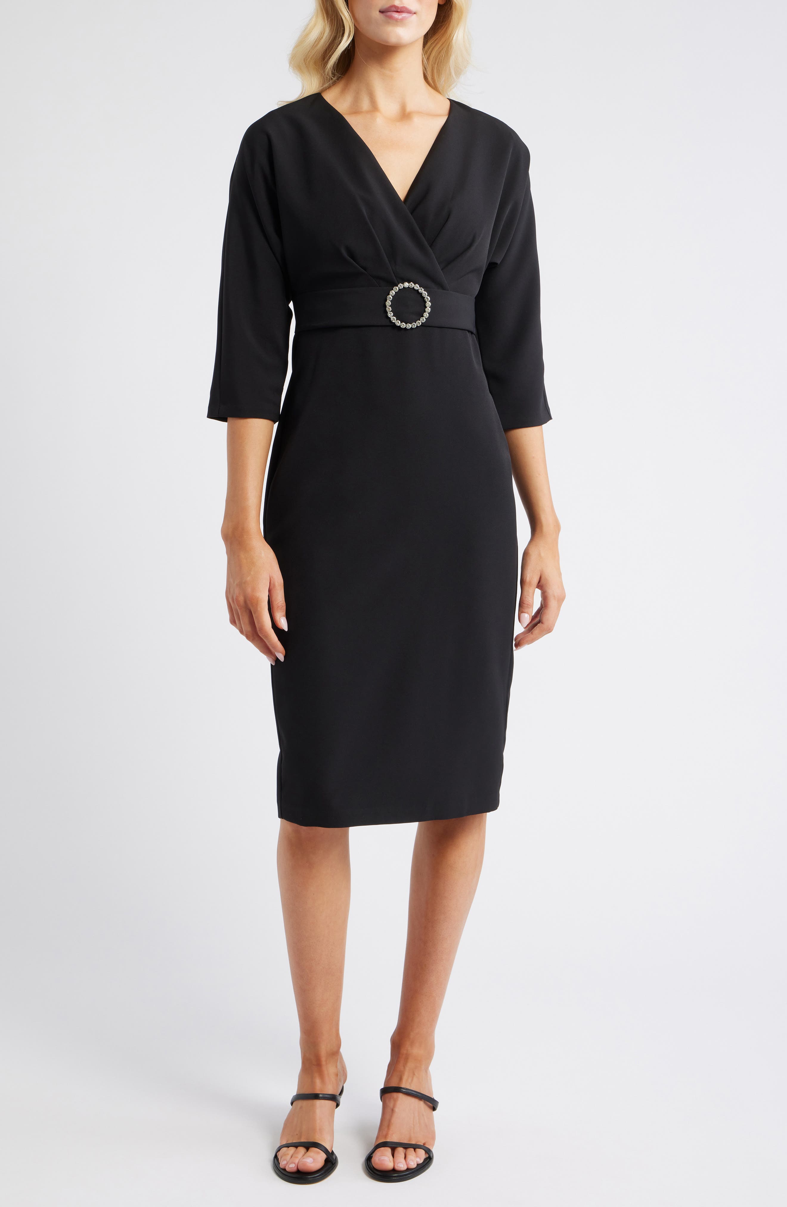 Eliza J Faux Wrap Cocktail Dress
