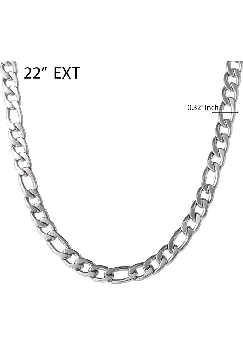 Stainless Steel Figaro Chain & Bracelet Set, Alternate, color, 48