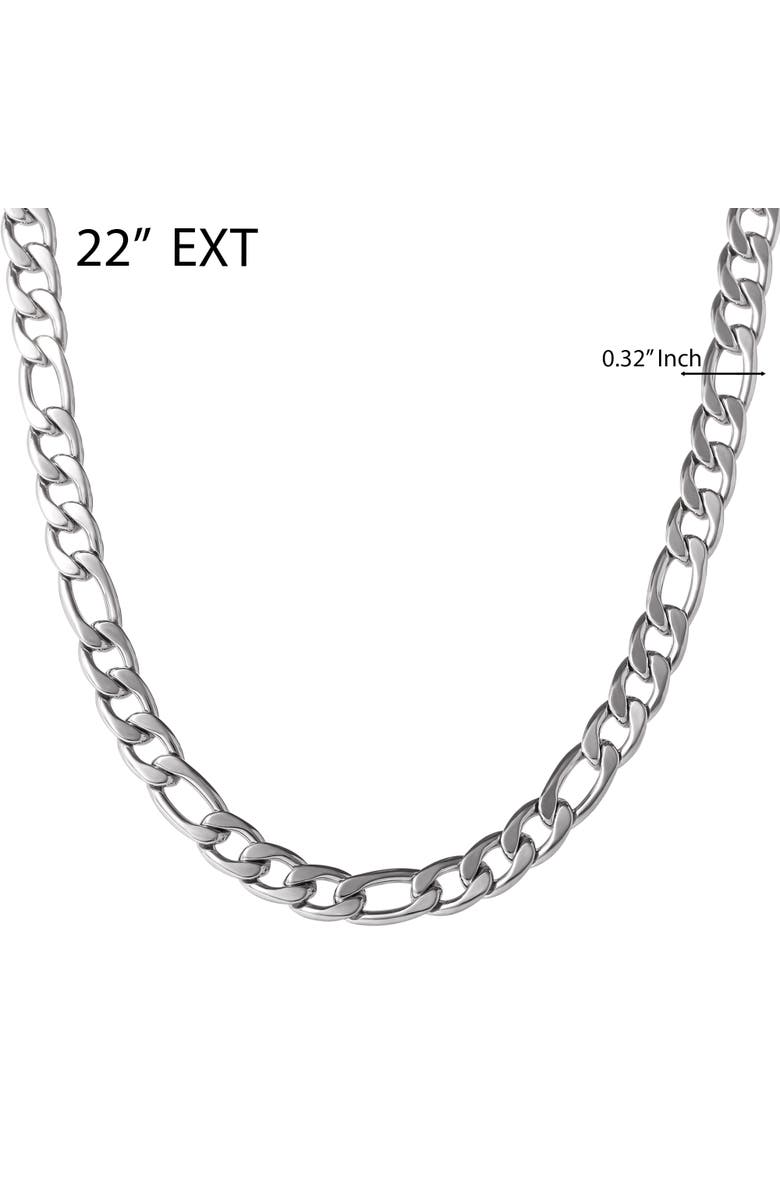 Lucky Brand Stainless Steel Figaro Chain & Bracelet Set, Alternate, color, 48