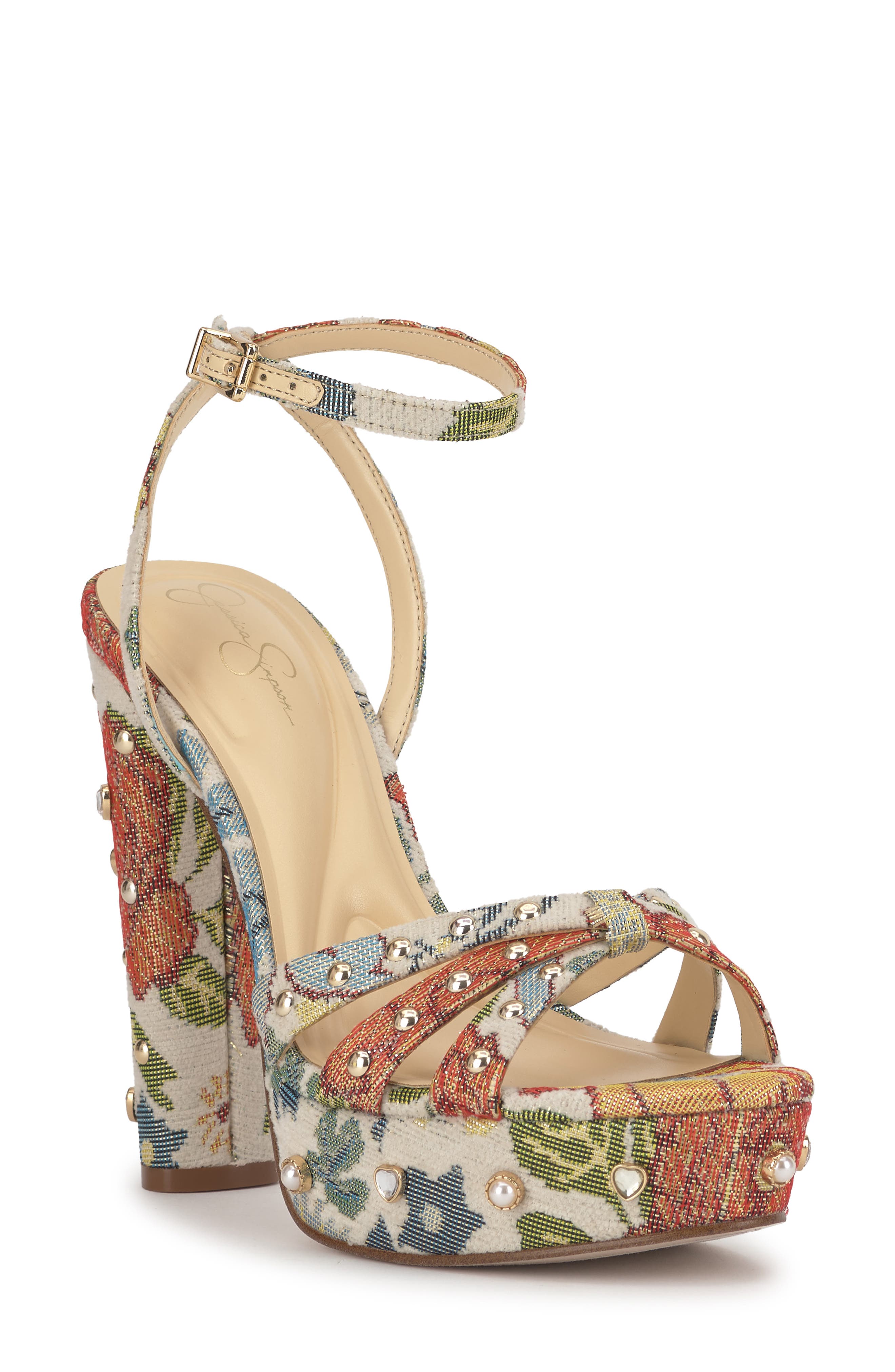 Jessica Simpson Ilaria 2 Ankle Strap Platform Sandal, Main, color, Cream Multi