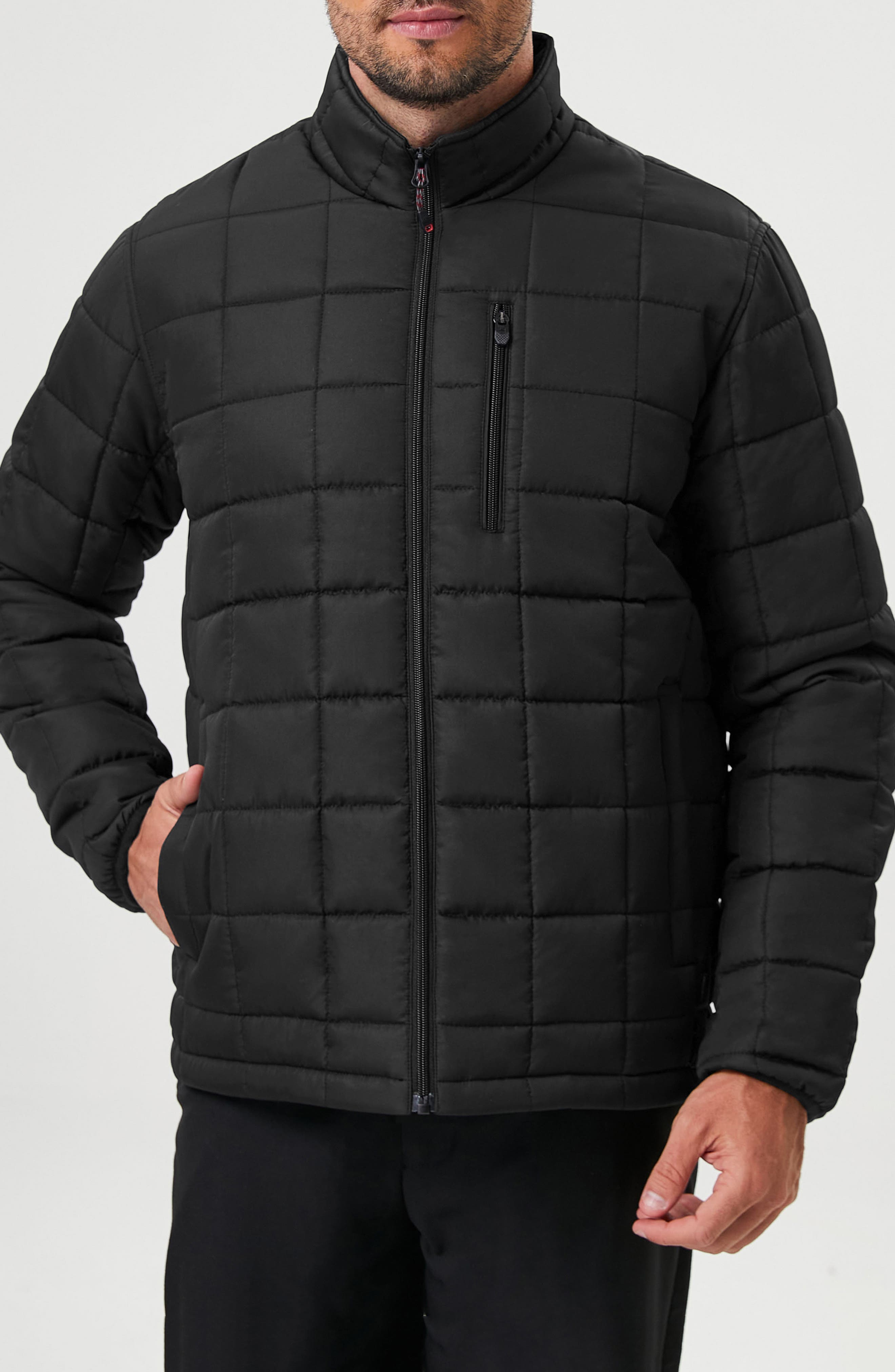 HAWKE & CO Box Quilt Hooded Puffer Jacket