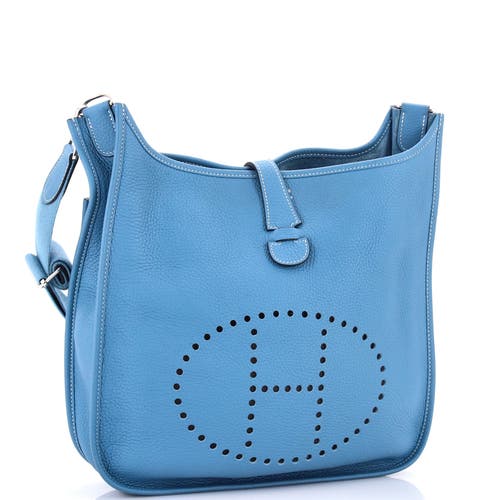 Pre-owned Hermes  Hermes Evelyne Bag Gen Iii Clemence Gm In Blue