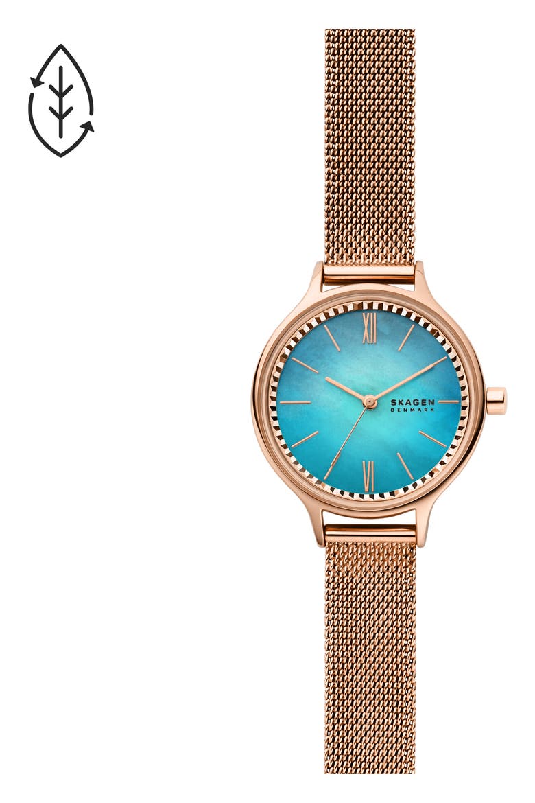 Anita Mesh Strap Watch, 30mm, Alternate, color, ROSE GOLD