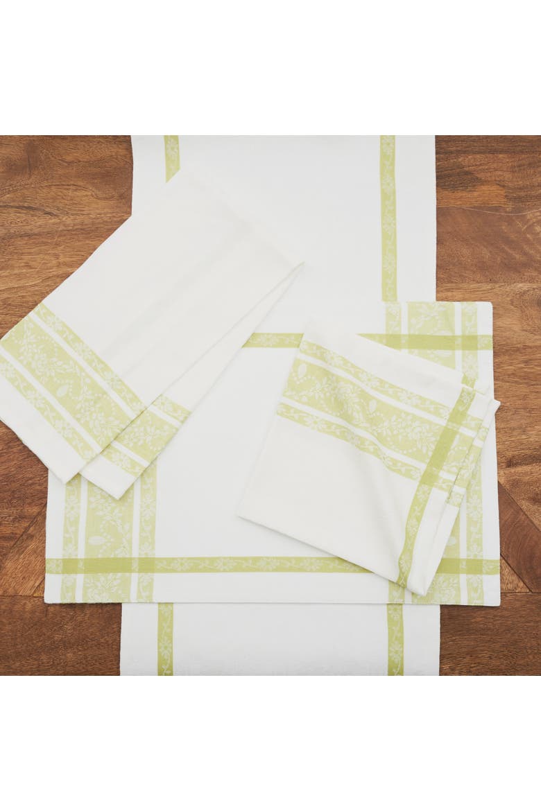 Rose Trellis Jacquard Peridot Cotton Woven Placemats Set of 6, 13" x 19", Alternate, color, Green