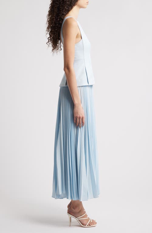 Acler Hollinshill Pleated Sleeveless Maxi Dress In Baby Blue