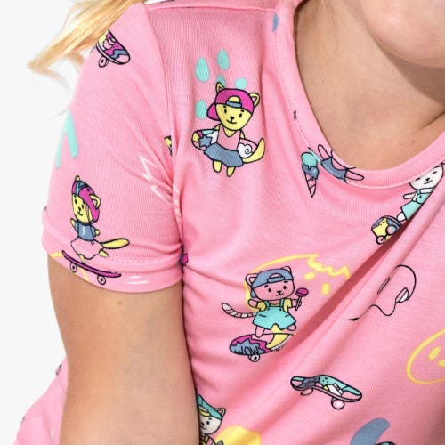 Bellabu Bear Skater Kitty Kids 2-piece Short Sleeve & Shorts Pajama Set