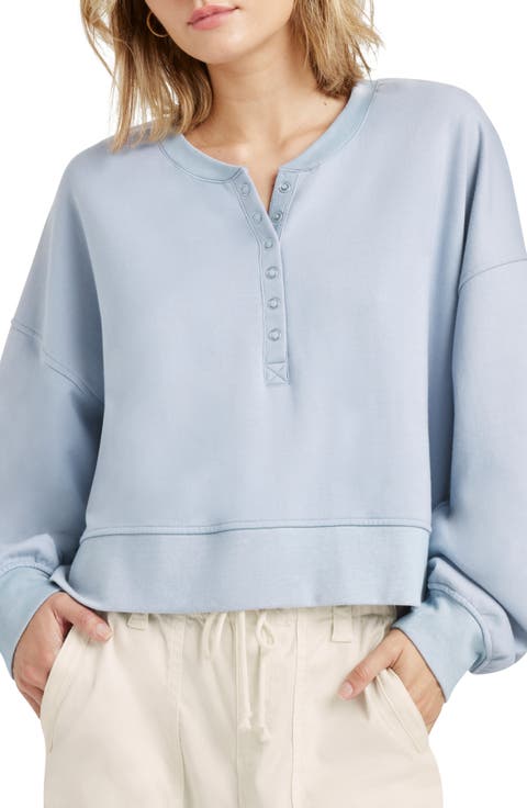 Henley Balloon Sleeve Sweatshirt