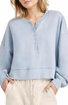 Splendid Henley Balloon Sleeve Sweatshirt