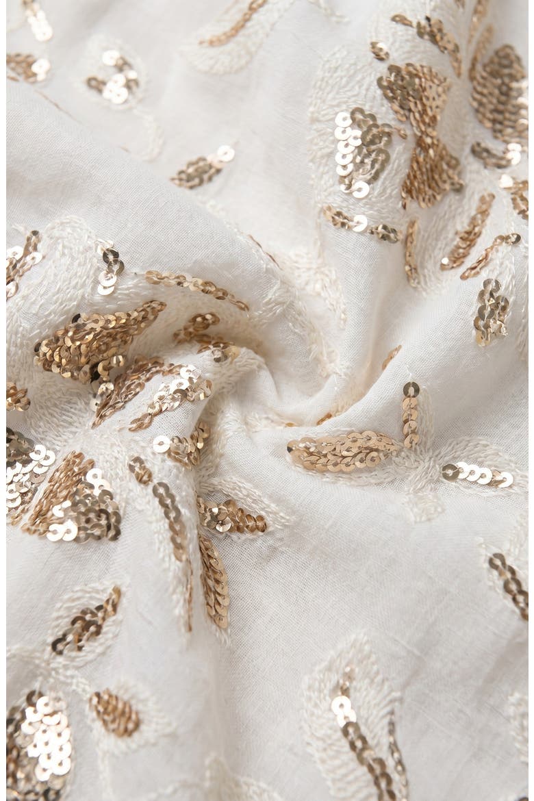 Embroidered Sequin Midi Dress, Alternate, color, Ivory / Gold