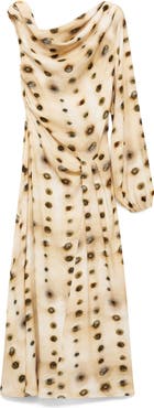 MANGO Polka Dot Single Sleeve Asymmetric Dress