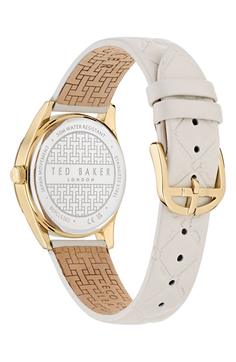 Ted Baker Coolly Leather Strap Watch, 34mm, Alternate, color, White