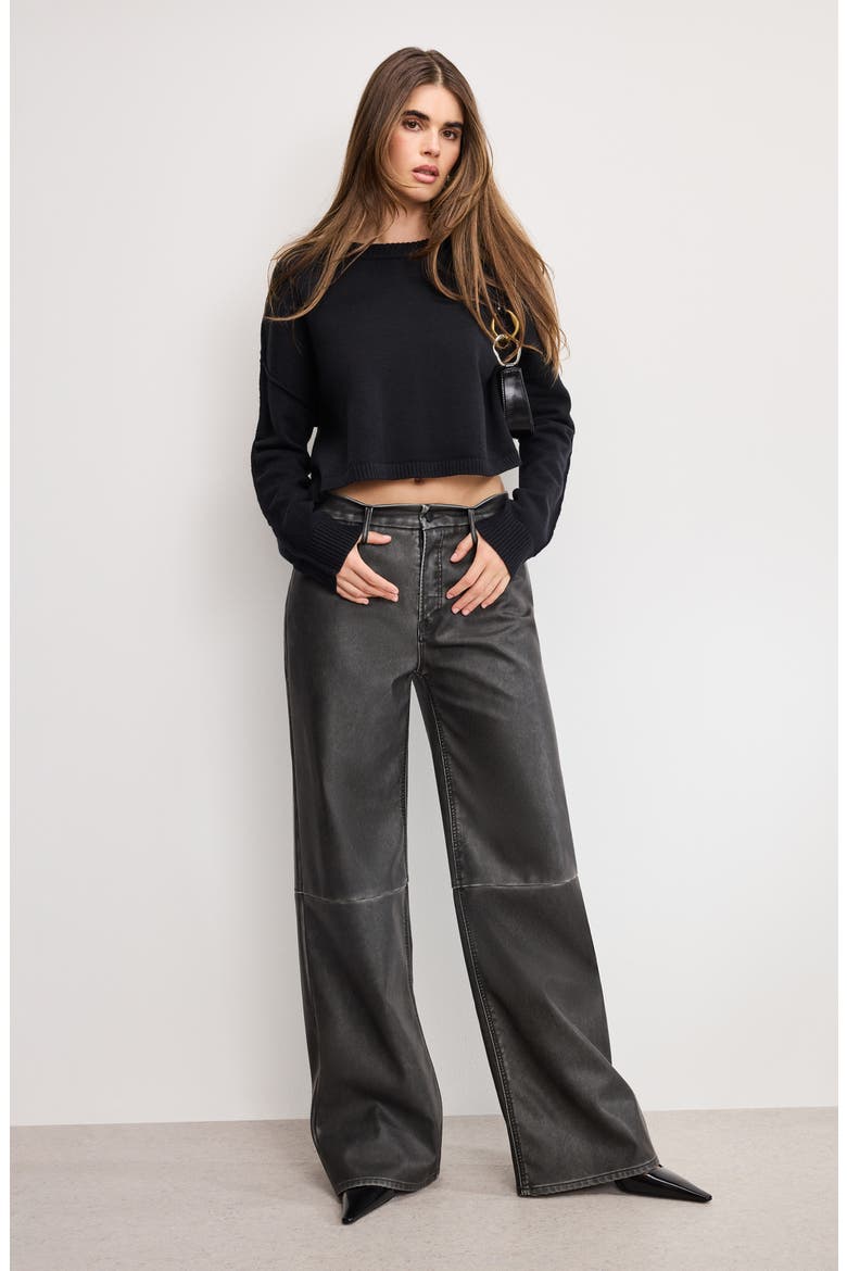 Good Skate Wide Leg Faux Leather Pants, Alternate, color, BLACK001