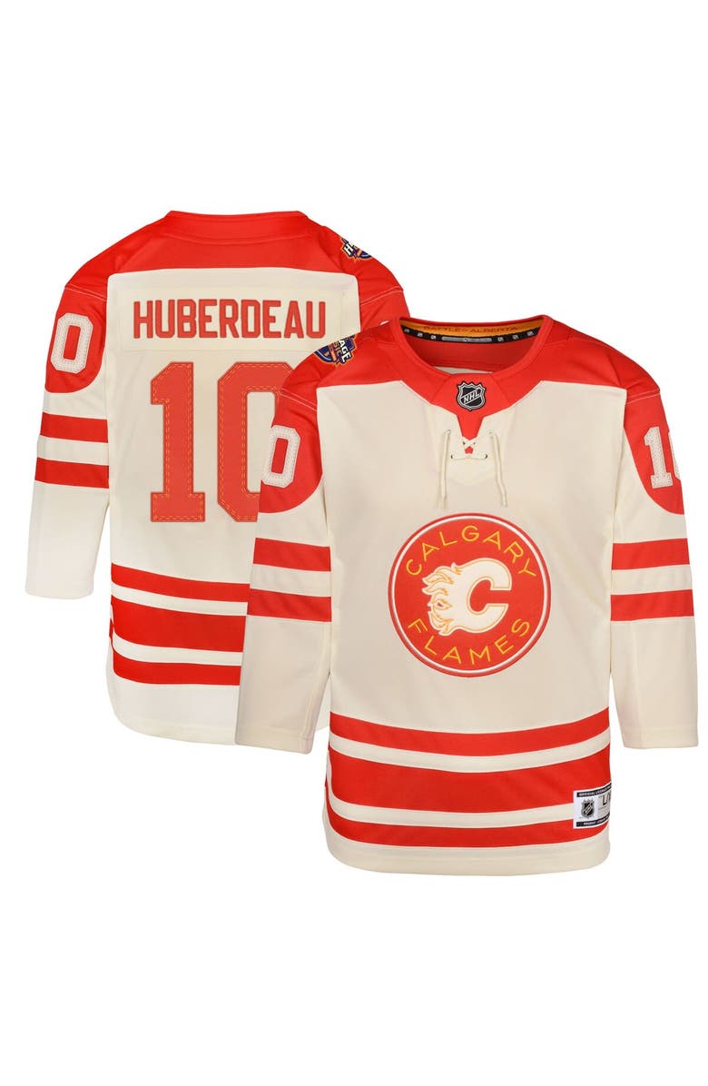 Outerstuff Youth Jonathan Huberdeau Cream Calgary Flames 2023 NHL Heritage Classic Premier Player Jersey, Main, color,