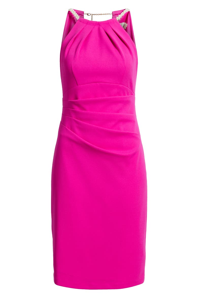 Pleat Neck Sleeveless Dress, Alternate, color, BERRY