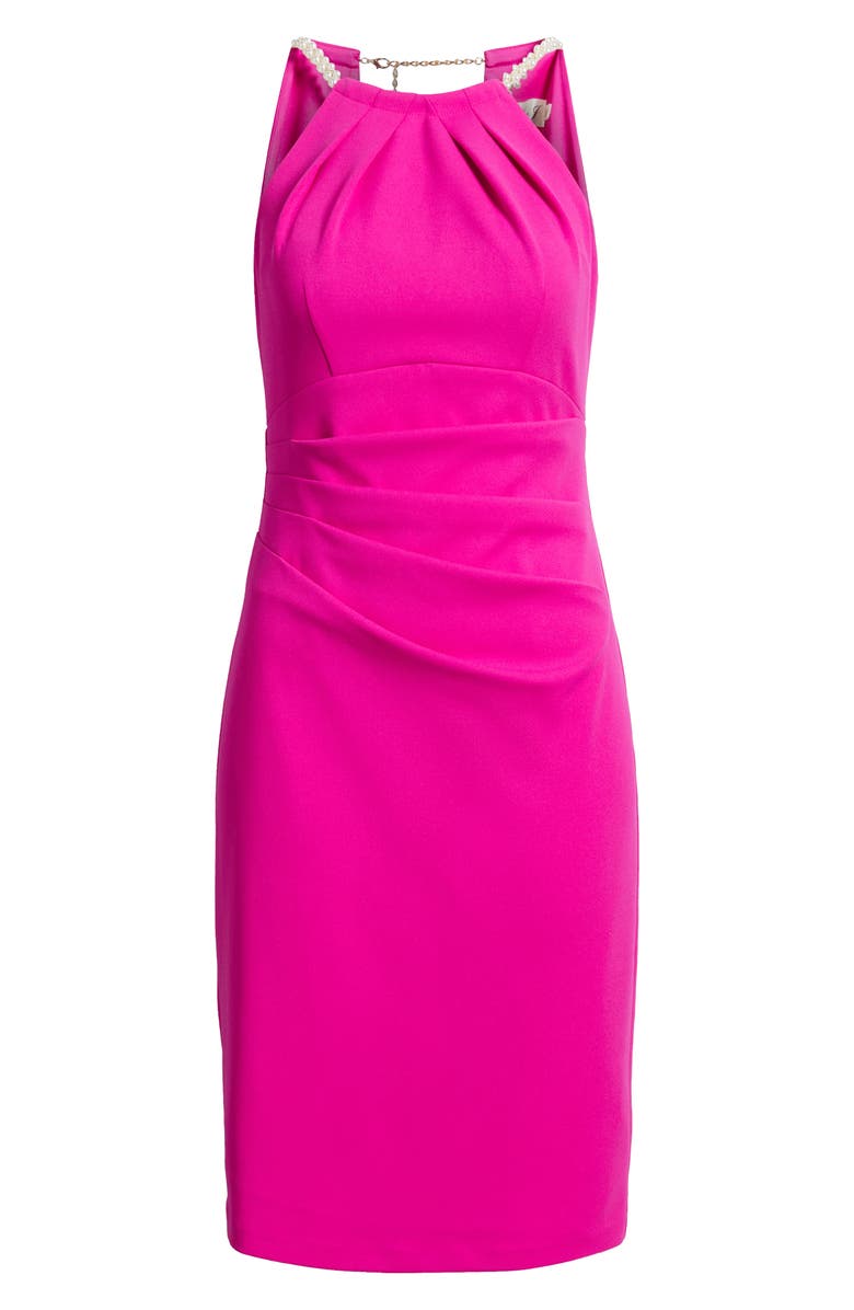 Eliza J Pleat Neck Sleeveless Dress, Alternate, color, Berry