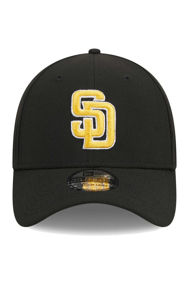 Men's New Era Black San Diego Padres Logo 39THIRTY Flex Hat, Alternate, color, Black