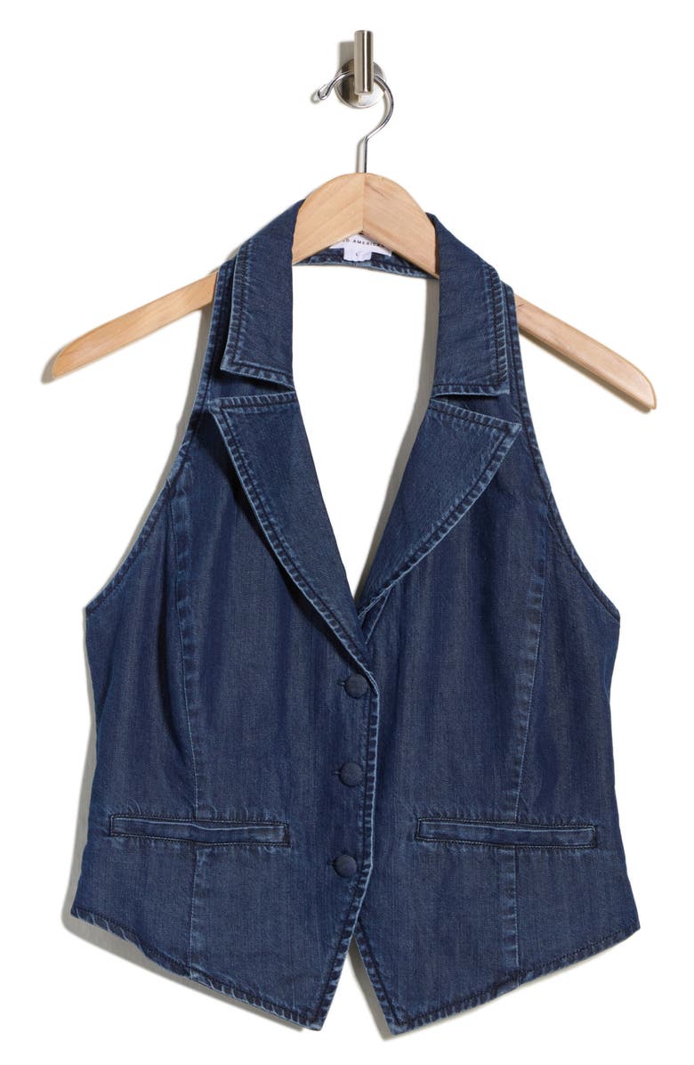 Good American Denim Halter Vest, Main, color, Indigo1187