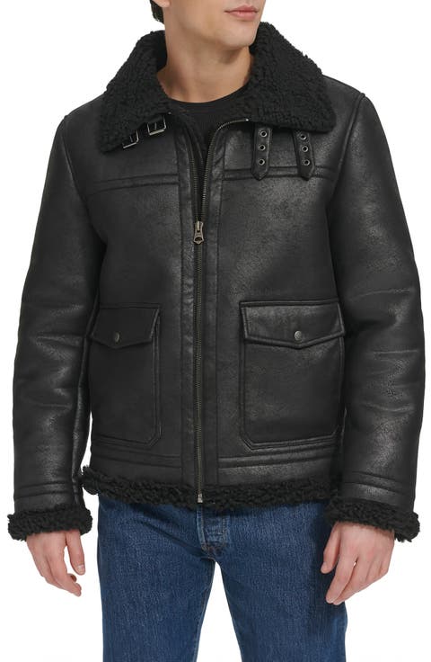 Faux Shearling Aviator Rancher Jacket