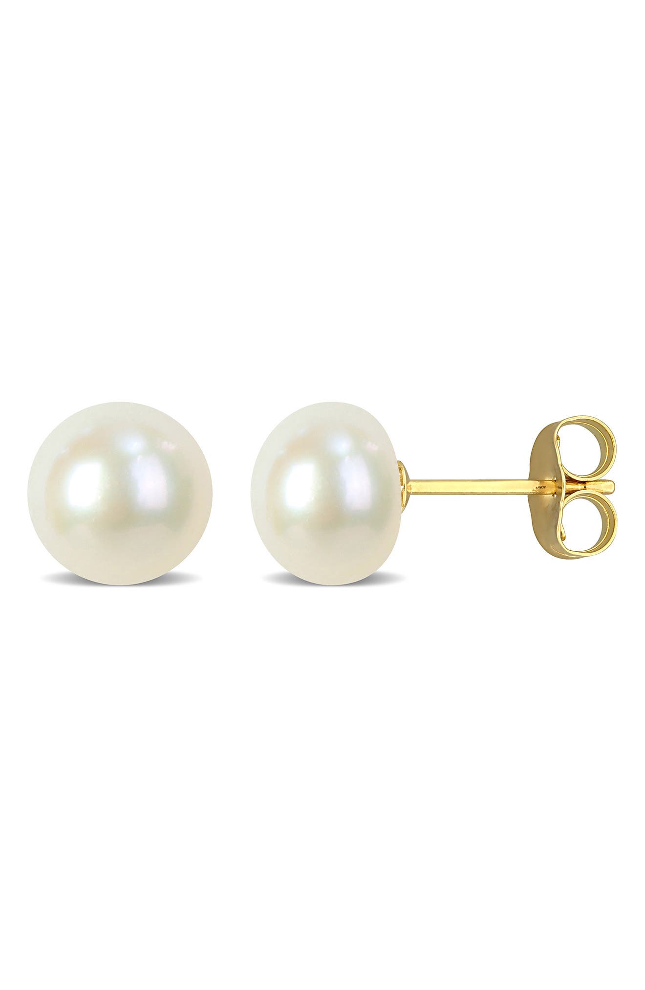 DELMAR 14K Yellow Gold Cultured Pearl Stud Earrings