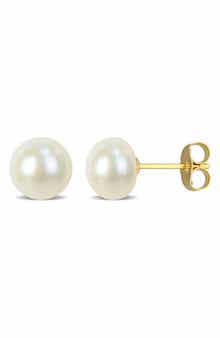 14K Yellow Gold Cultured Pearl Stud Earrings