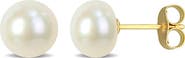 DELMAR 14K Yellow Gold Cultured Pearl Stud Earrings