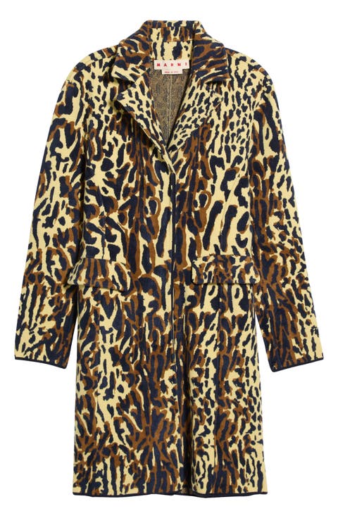 Animal Jacquard Virgin Wool Chenille Coat