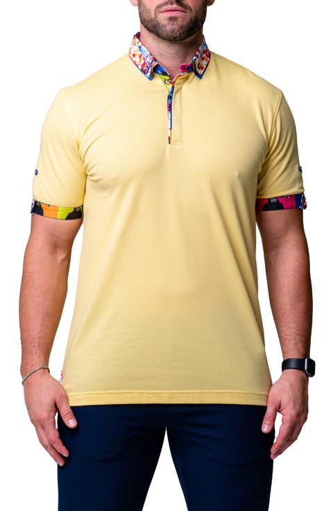 Mozartsolidsplash Yellow Piqué Button-Down Polo