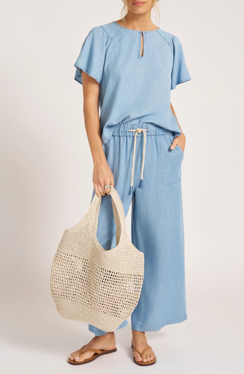 matty m. Hayden Flutter Sleeve Chambray Top, Alternate, color,