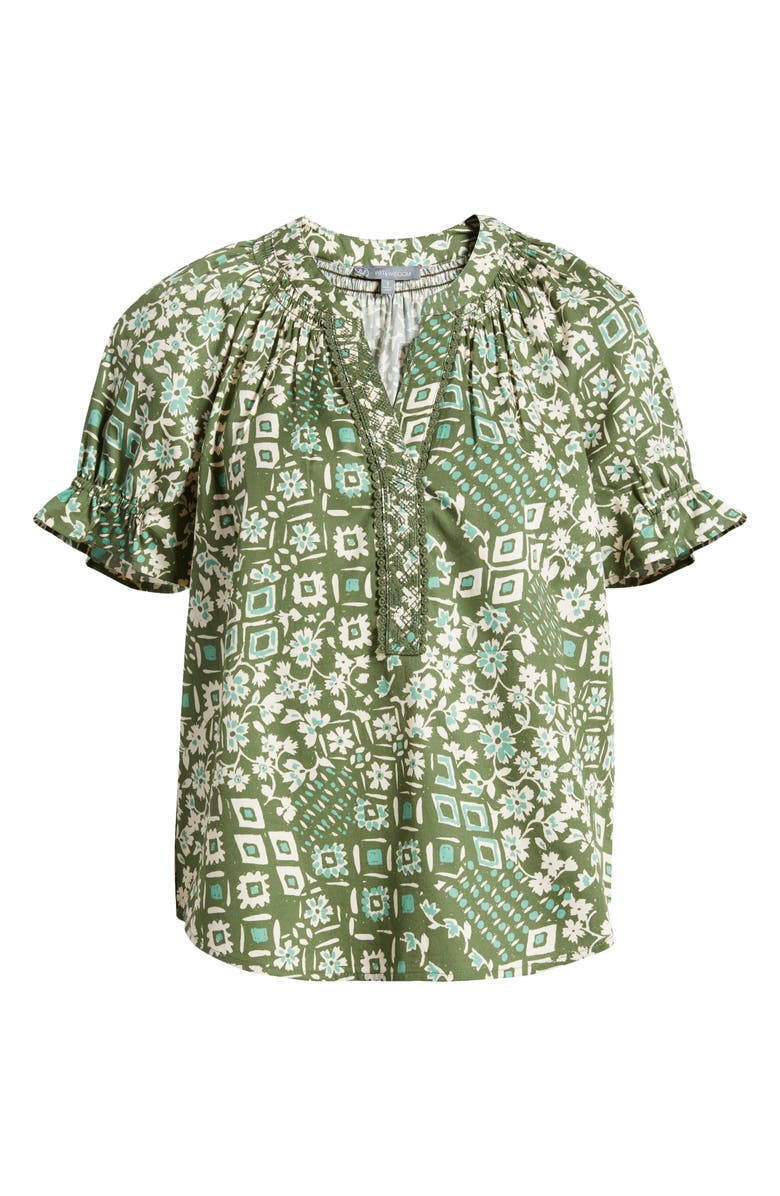 Wit & Wisdom Print Puff Sleeve Top, Alternate, color, Rolling Hill Green Multi