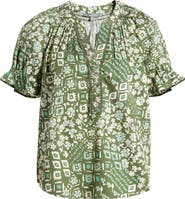 Wit & Wisdom Print Puff Sleeve Top