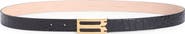 Victoria Beckham Dorian Croc Embossed Leather Belt