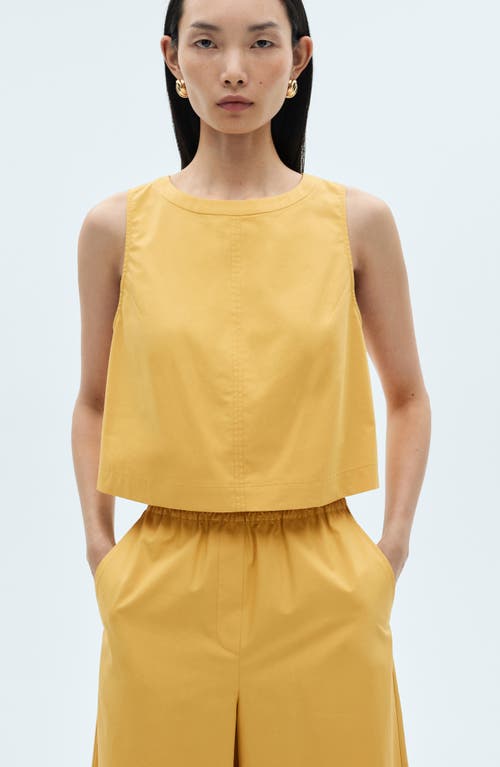 Mango Pull-on Cotton Blend Pants In Mustard