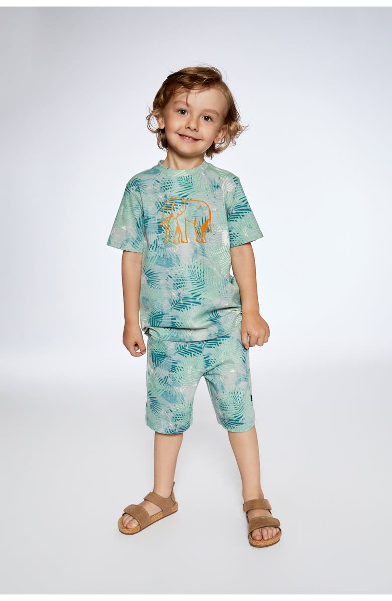 Deux par Deux Baby Boy's Organic Cotton Printed T-Shirt Green Jungle Leaves Print, Alternate, color, 