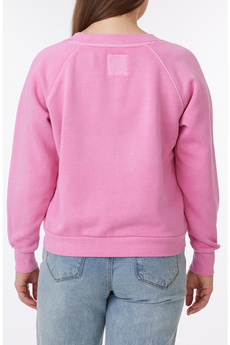 Delilah Sunwashed Fleece V-Neck Sweatshirt, Alternate, color, AURORA PINK