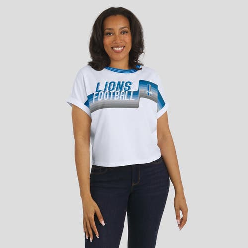Wear By Erin Andrews White Detroit Lions Cropped Center Stripe Dolman T-shirt In White